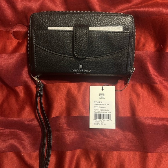 London Fog Handbags - London Fog Black long zip around Wristlet wallet
